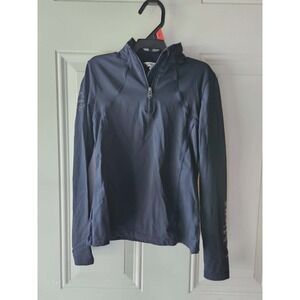 LeMieux Girls 1/4 Zip Performance Top Size 9-10 Navy Long Sleeve Athletic Shirt